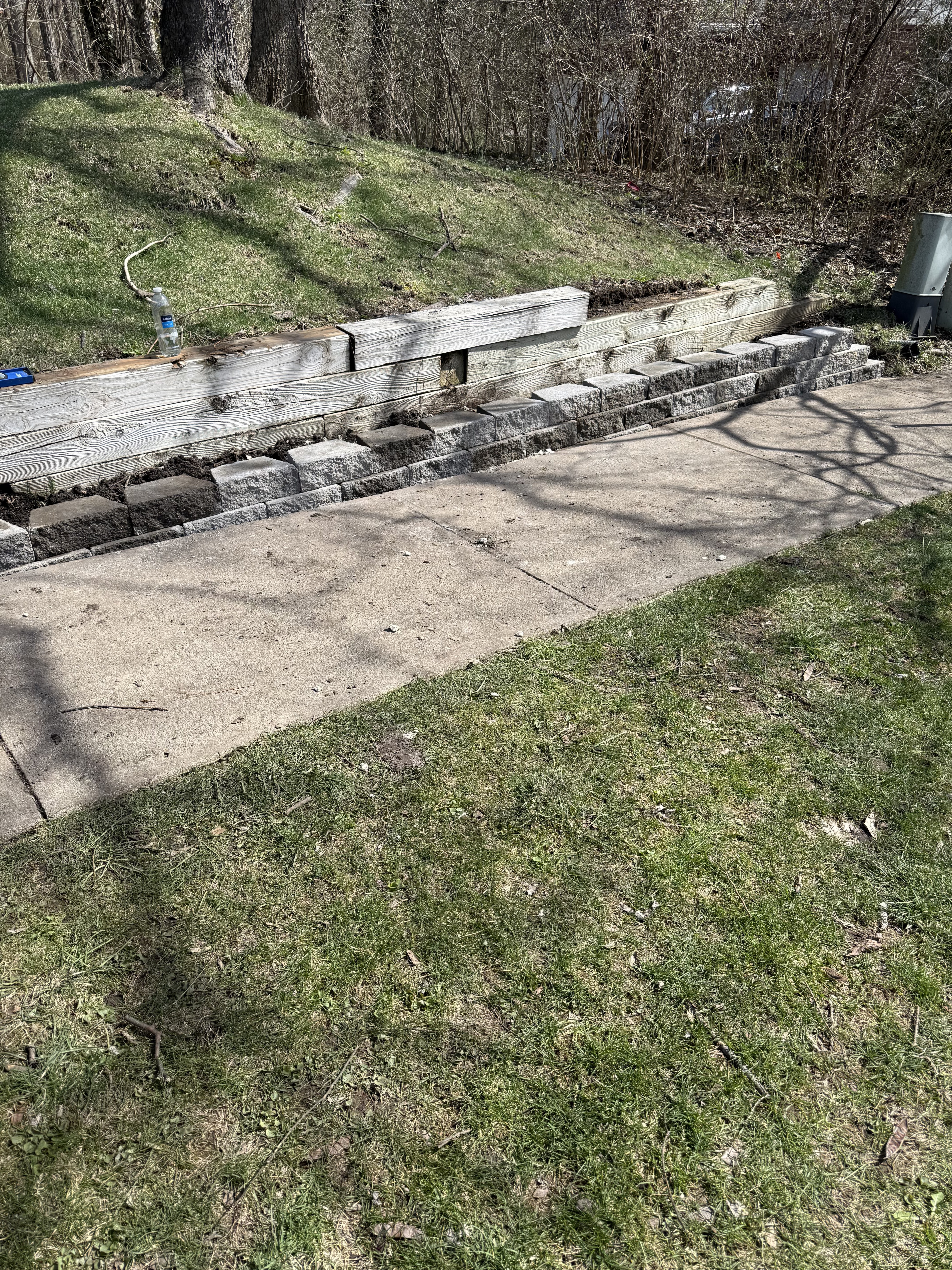 Terraced landscape with retaining walls