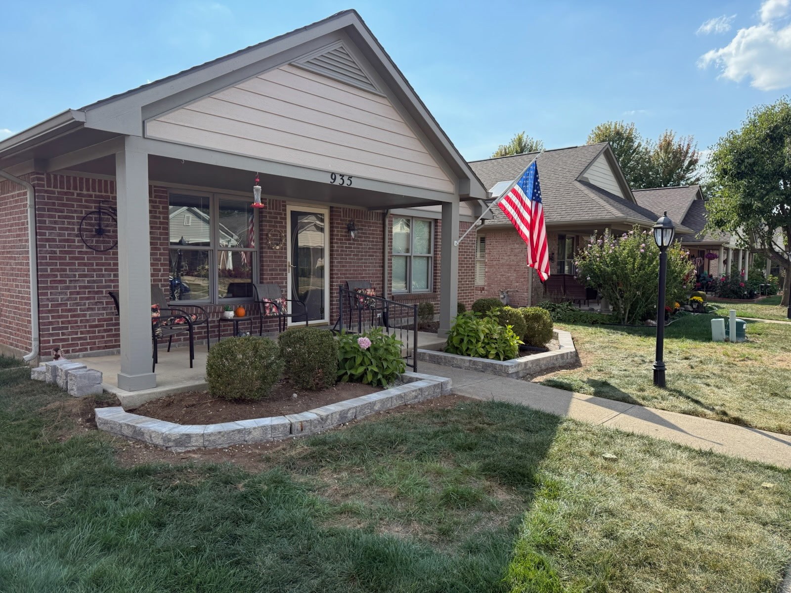 House front with completed landscape work